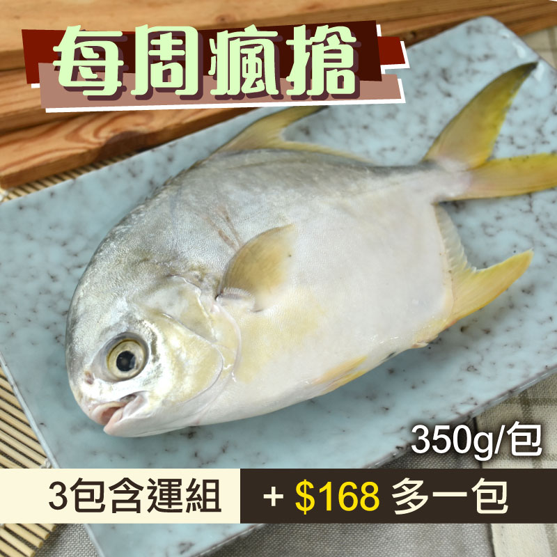 (每周瘋搶)(3尾組)【飼好漁】豐味海飼黃金鯧(350g/尾)