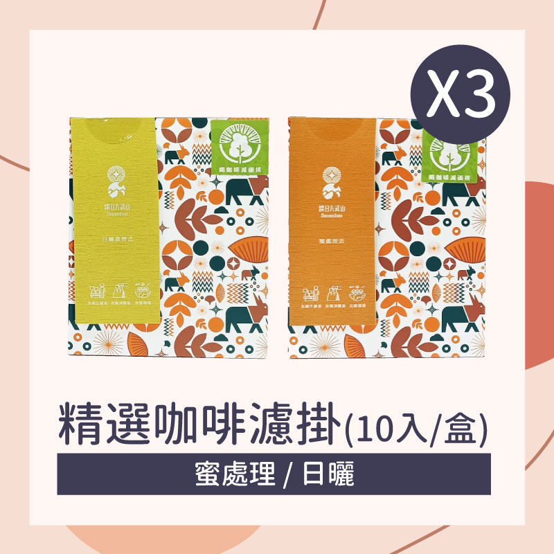 【燦日大武山】兩風味任選三盒組 精選咖啡濾掛(10入/盒) (蜜處理/日曬)