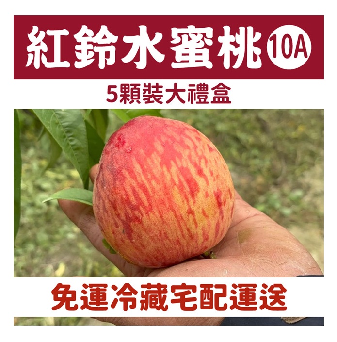 【WU凍桃蔬果園】紅鈴水蜜桃（10A)5顆裝大禮盒