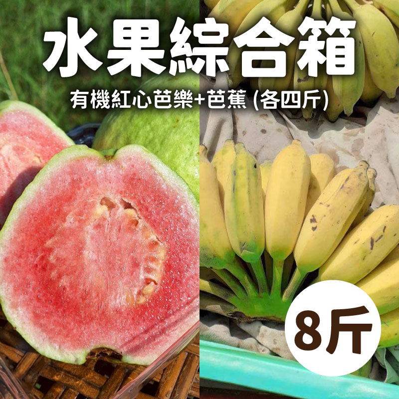 【1頂1農園】有機紅心芭樂*芭蕉 8斤綜合箱(各四斤)