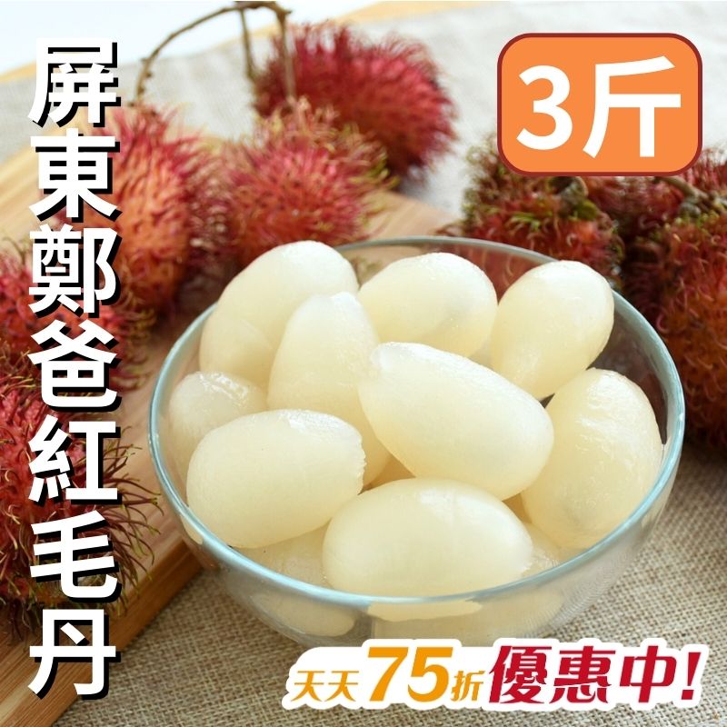 【天天75折】屏東鄭爸紅毛丹(3台斤)
